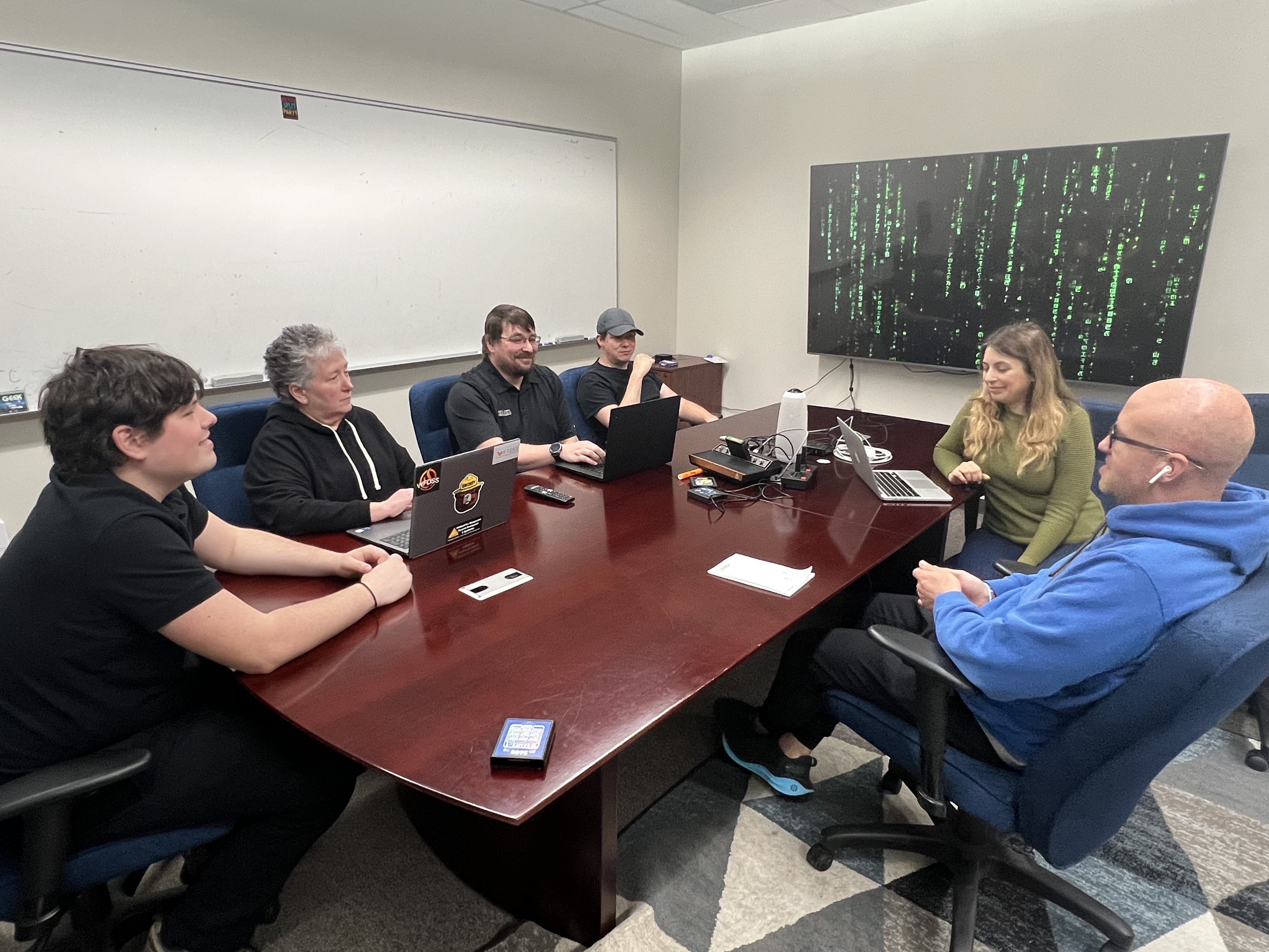University of Idaho Research Computing & Data Services (RCDS) team members meet to discuss Data Hub strategies