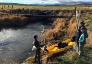 Idaho State University geoscience graduate students prepare sensors and cameras for a Fall 2016 survey of stream conditions on Marsh Creek, a tributary to the Portneuf River in southeast Idaho.