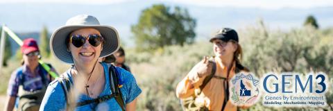GEM3 students walking through sagebrush