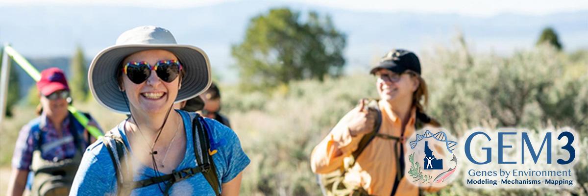 GEM3 students walking through sagebrush