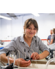 Carlie Sharpes working at Hagerman fish research facility